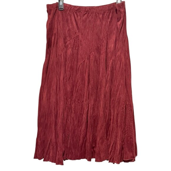 Coldwater Creek Flocked Asymmetric Wine Red Maxi Boho Skirt Womens XL Petite - Picture 2 of 7